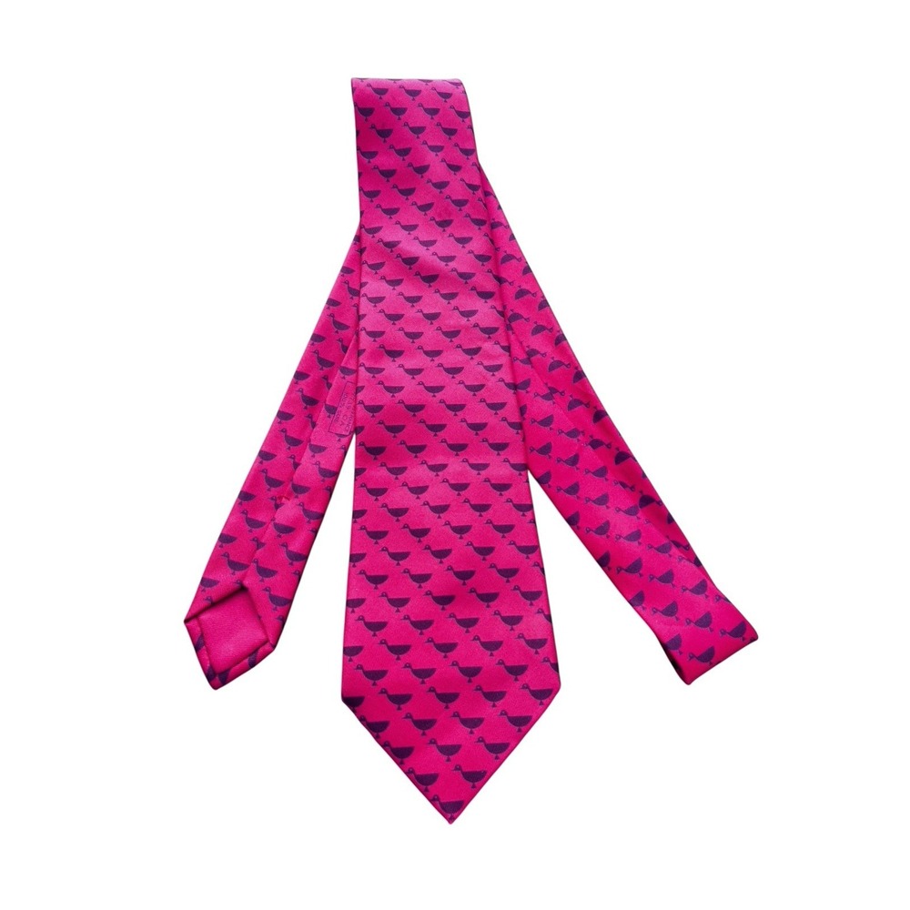HERMES Necktie Red‎ 100% Silk Made in France All over Print 7739 OA